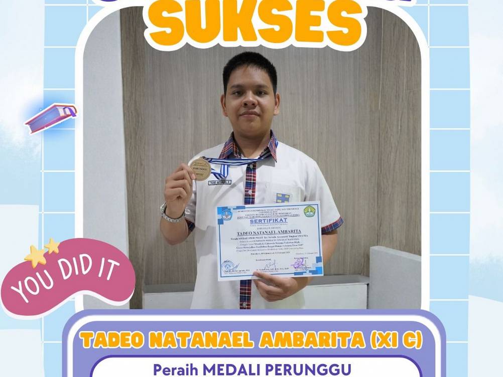 Selamat dan Sukses Kepada Tadeo Natanael Ambarita (XI C) Berhasil Meraih Medali Perunggu Dalam Olimpiade Fisika 20 UNRI