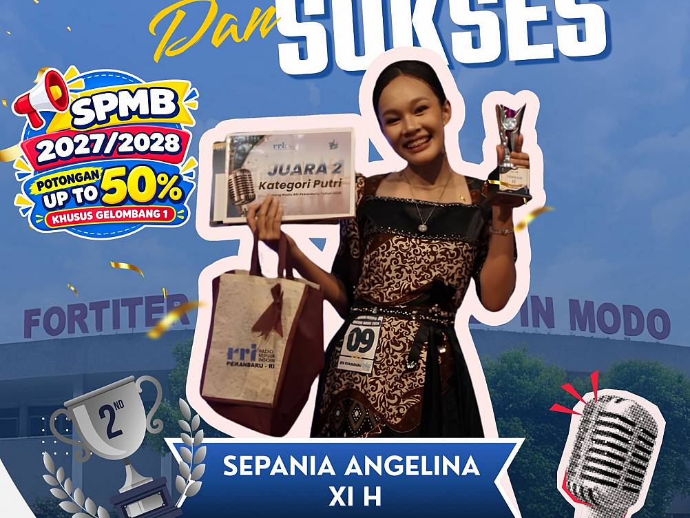 Selamat dan Sukses Kepada Sepania Angelina (Kelas XI H) - Juara 2 Kategori Putri  Bintang Radio 2026 RRI Pekanbaru