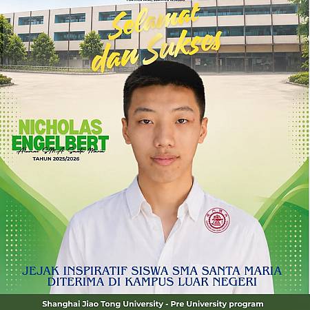 Selamat dan Sukses Kepada Peserta Didik SMA Santa Maria Pekanbaru Yang Berhasil Melanjutkan Pendidikan ke Perguruan Tinggi Luar Negeri Bergengsi