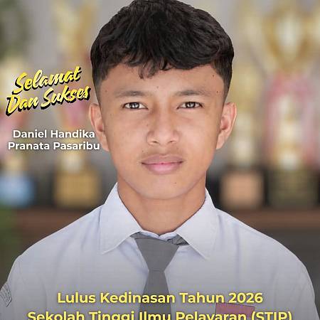 Selamat dan Sukses Kepada Daniel Handika Pranata Pasaribu Yang Lulus Kedinasan Tahun 2026 Sekolah Tinggi Ilmu Pelayaran (STIP)