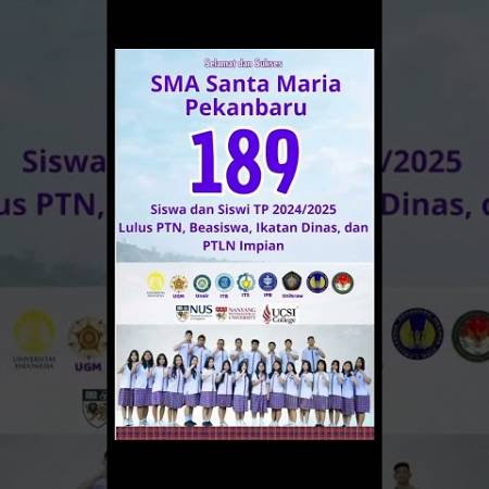 Bangga! 189 Siswa SMA Santa Maria 2025 Lolos PTN, Luar Negeri & Beasiswa
