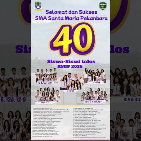 SNBP 2026: 40 Siswa SMA Santa Maria Pekanbaru Lolos PTN, Prestasi Meningkat Signifikan